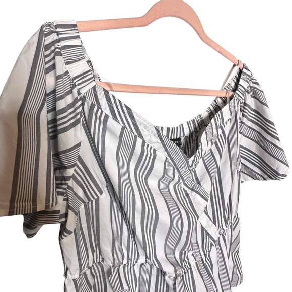 5 for $40 SALE! Lane Bryant Off The Shoulder Gray White  Cinched Waist Tunic 16 - Picture 4 of 9